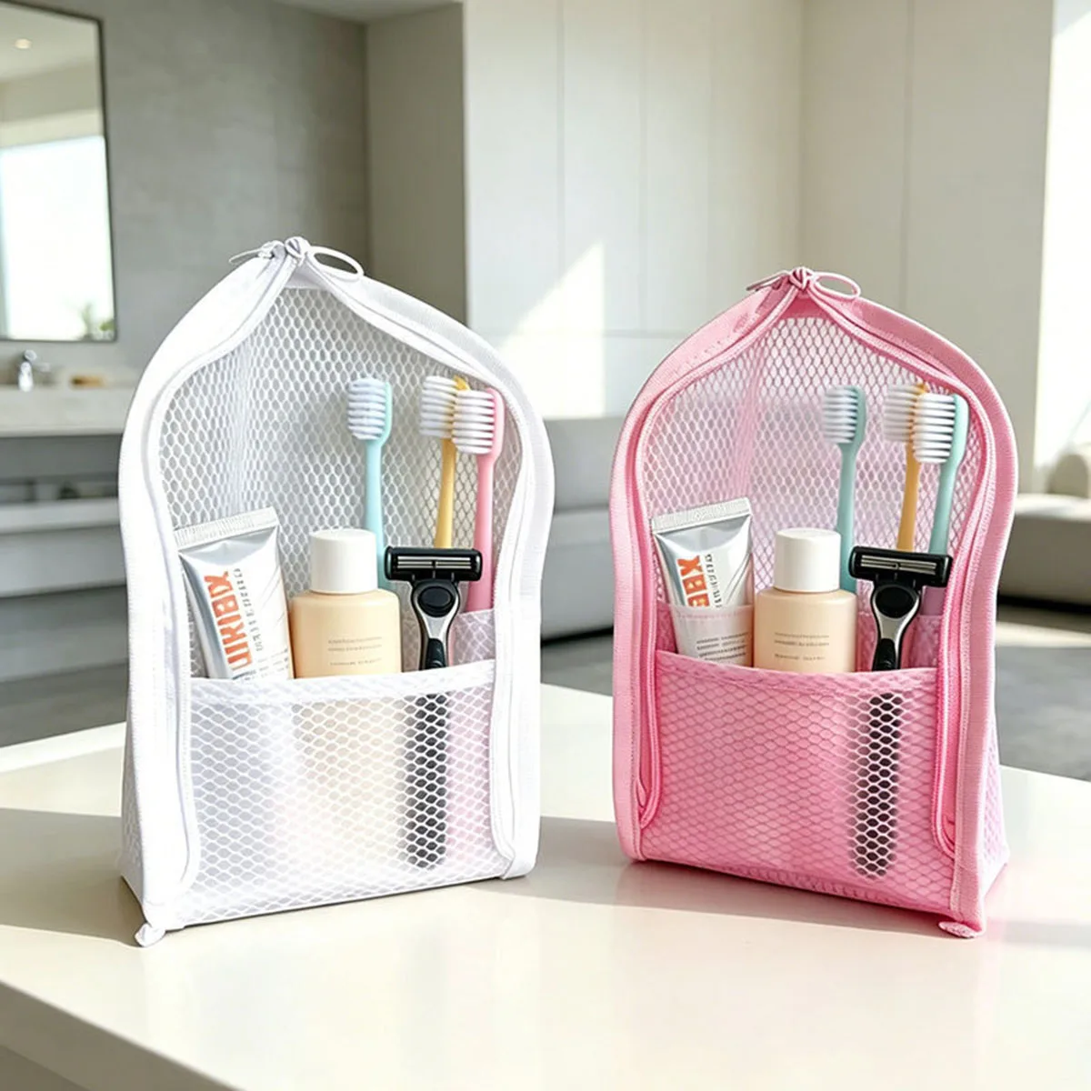 Travel Accessories Toiletries - Stojąca kosmetyczka z siatki na podróże